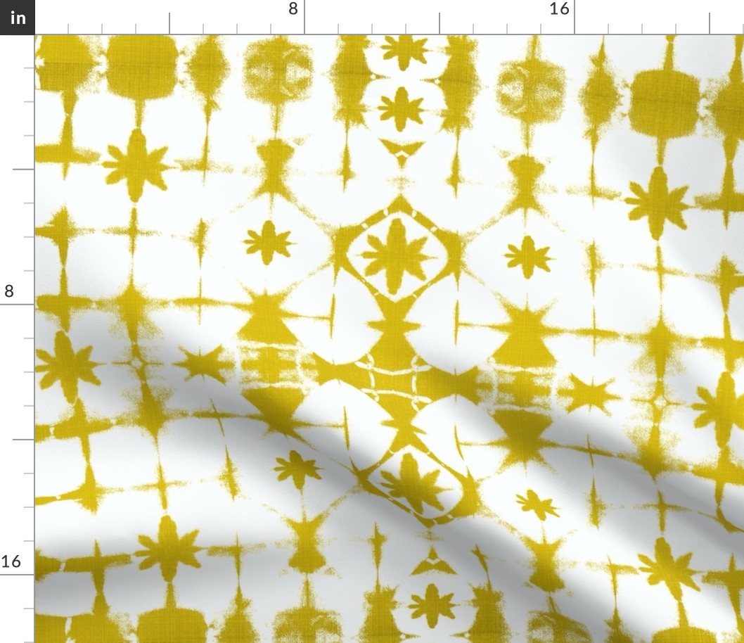 shibori stars n squares yellow grain