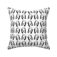 Bearded Collie Heads in Black and White