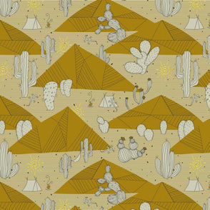 Desert Cactus Hot Monochromatic Colors Pattern Woman fashion, woman shirt, living room wallpaper, bedroom wallpaper, mostard color, shapes