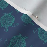 Blue Swimming Sea Turtles