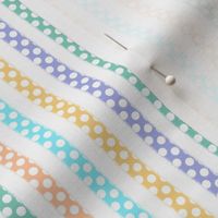 White Polka Dots on Pastel Fuzzy Stripes in Mint Peach Aqua Yellow and Lavender