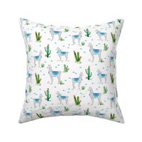 Llama Cactus Garden – blue, SMALLER scale