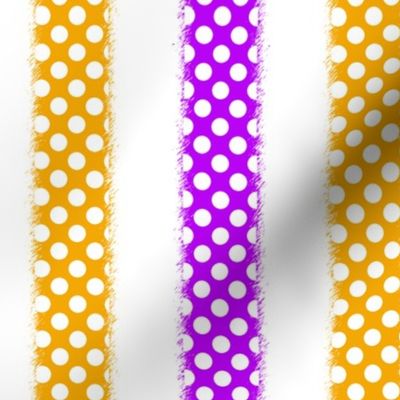 White Polka Dots on Yellow and Purple Stripes