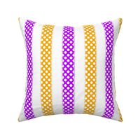 White Polka Dots on Yellow and Purple Stripes
