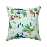 My Camping Trip (soft mint) – Kids Room Bedding, LARGER scale