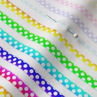 White Polka Dots on Rainbow Stripes