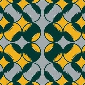 Geometric Baseballs in Gold Gray and Green