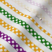 Mardi Gras Stripes with White Polka Dots on Gold Purple and Green