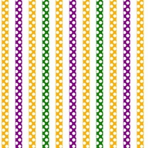 Mardi Gras Stripes with White Polka Dots on Gold Purple and Green