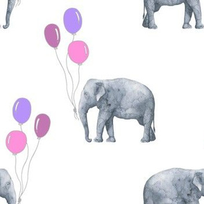 Elephant balloon pink white