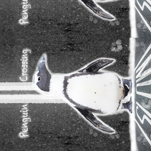 Penguin Crossing Slow Down Tea Towel 