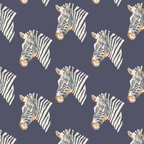 africa africa - zebra head - dusty denim blue - small 