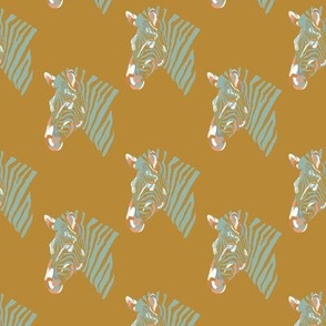 africa africa - zebra head - gold aqua - small 