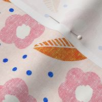 summer floral - pink with blue dots - LAD19