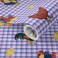 Gingham Chickens - Purple