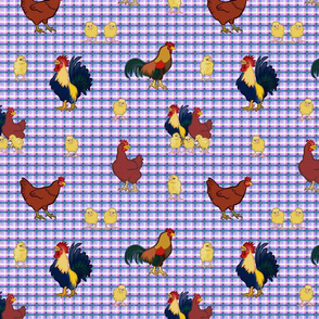 Gingham Chickens - Purple