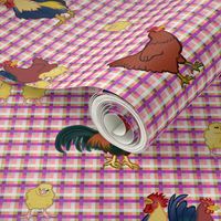 Gingham Chickens - Pink