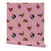 Gingham Chickens - Pink