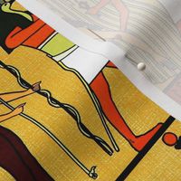 ancient egypt egyptian pharaoh gods goddess Isis Horus Thoth hieroglyphics ibis heads birds Ankh papyrus suckling mother son child life Amun Mut nursing breast feeding feathers horns sun Cobras snakes plants yellow orange brown crowns offerings royalty tr