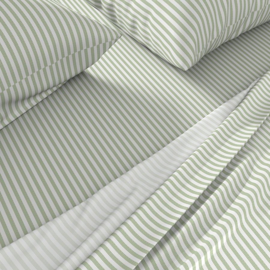 Narrow Green French Ticking Stripe