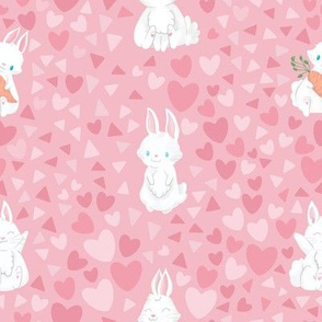 Cute Bunnies with Pink Hearts