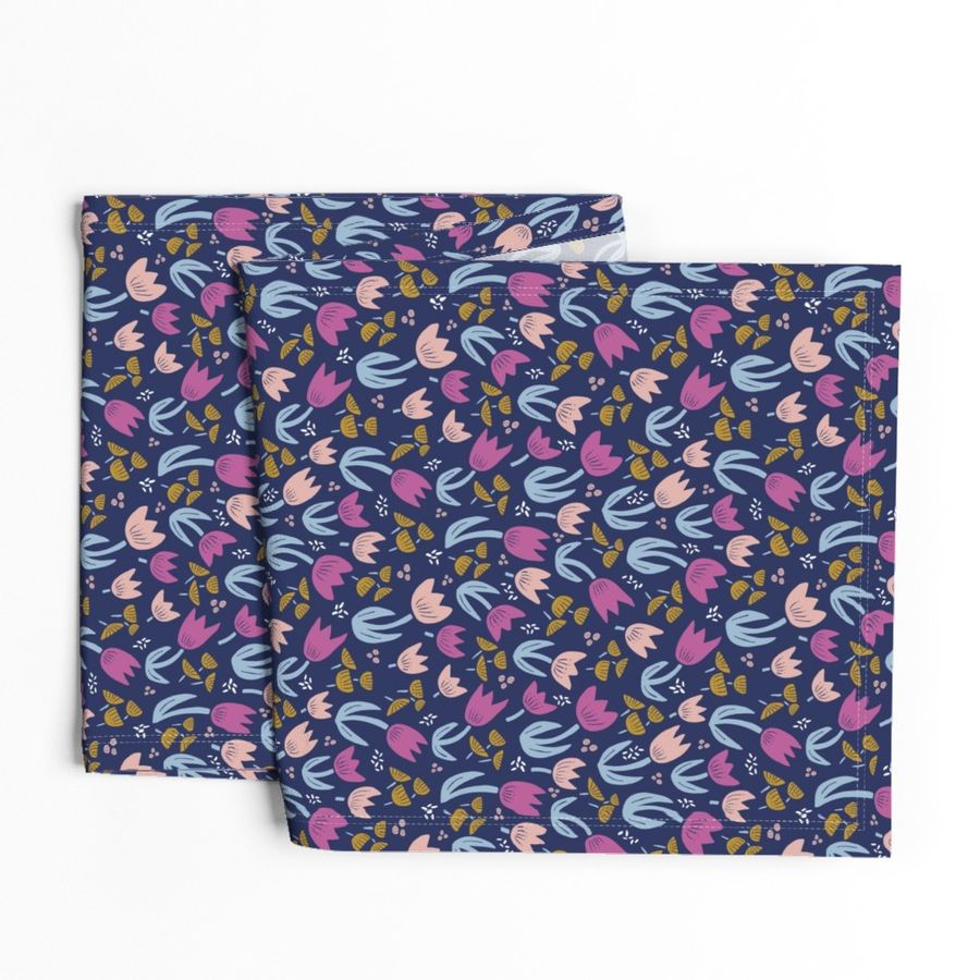 Tulips Scandi Navy and Pink