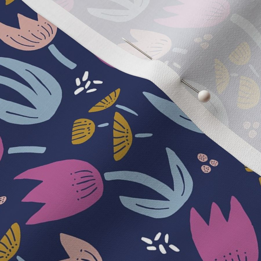 Tulips Scandi Navy and Pink