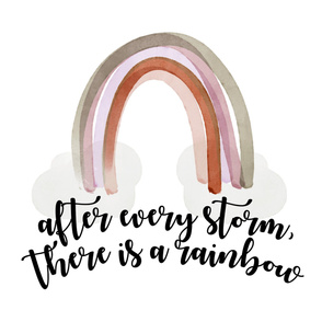 54" baby blanket: after every storm there is a rainbow + neutral rainbow no. 1 // bold script