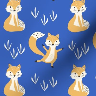 yellow fox - blue background