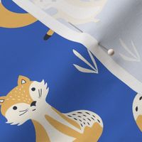 yellow fox - blue background