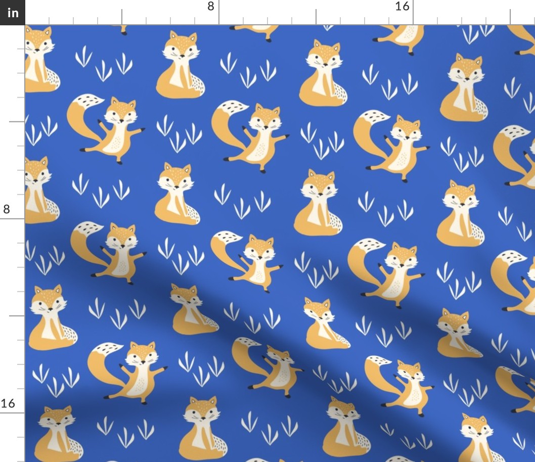 yellow fox - blue background