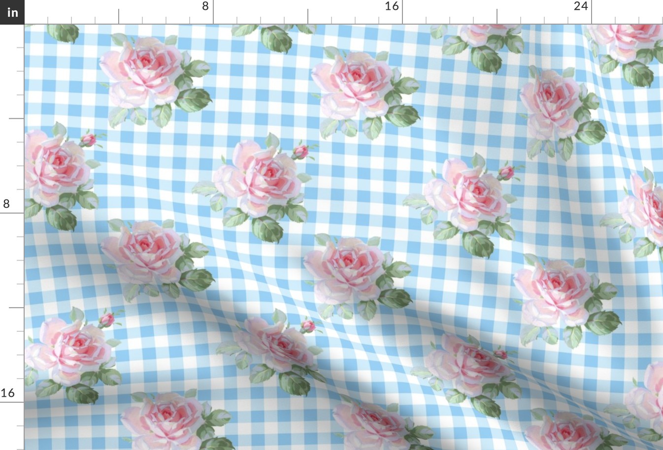 Seaside Garden Roses Gingham neptune