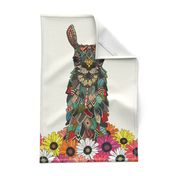 llama daisy love chalk tea towel