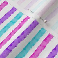 Watercolor Party Stripe Pink Purple Blue on White  