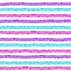 Watercolor Party Stripe Pink Purple Blue on White  