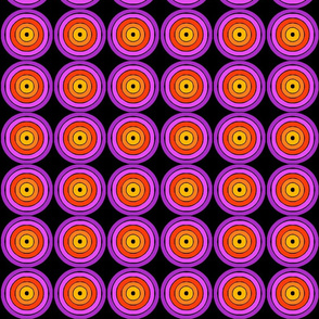 Retro Circles - Purple on Black