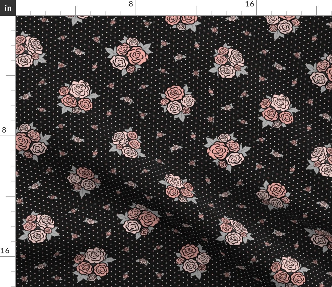 Cassie Rose Floral: Rose Gold & Black Roses