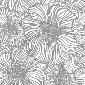 gray sun florals on linen