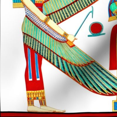 ancient egypt egyptian pharaoh Ramses gods goddesses kings hieroglyphics Osiris Isis wings falcons Shen Ring Throne  Ankh Cobras snakes colorful yellow red green crowns sun  offerings royalty tribal