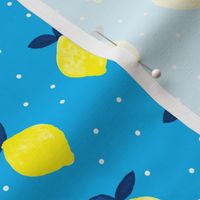 lemons - bright blue - watercolor summer - LAD19