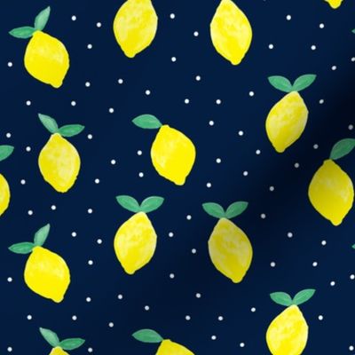 lemons - navy - watercolor summer - LAD19