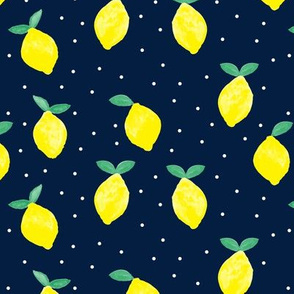 lemons - navy - watercolor summer - LAD19