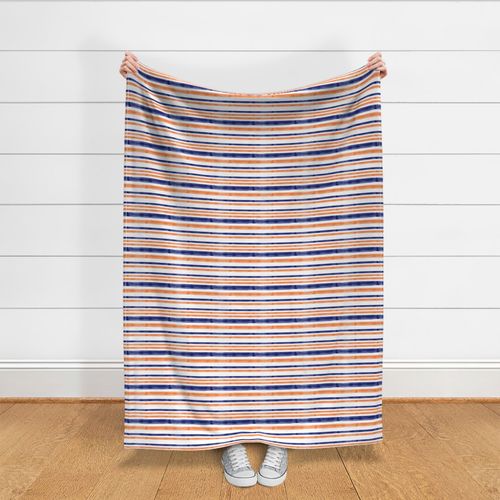 blue and orange watercolor stripes - Fabric | Spoonflower