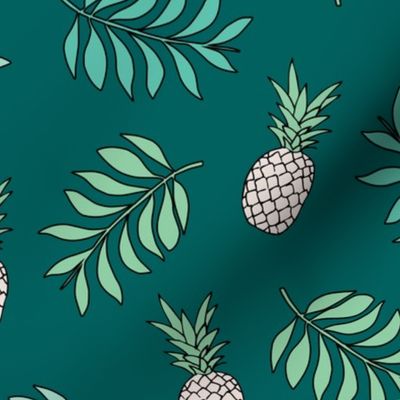 Pineapple paradise island vibes fruit and botanical leaves summer surf teal ocean green boys JUMBO