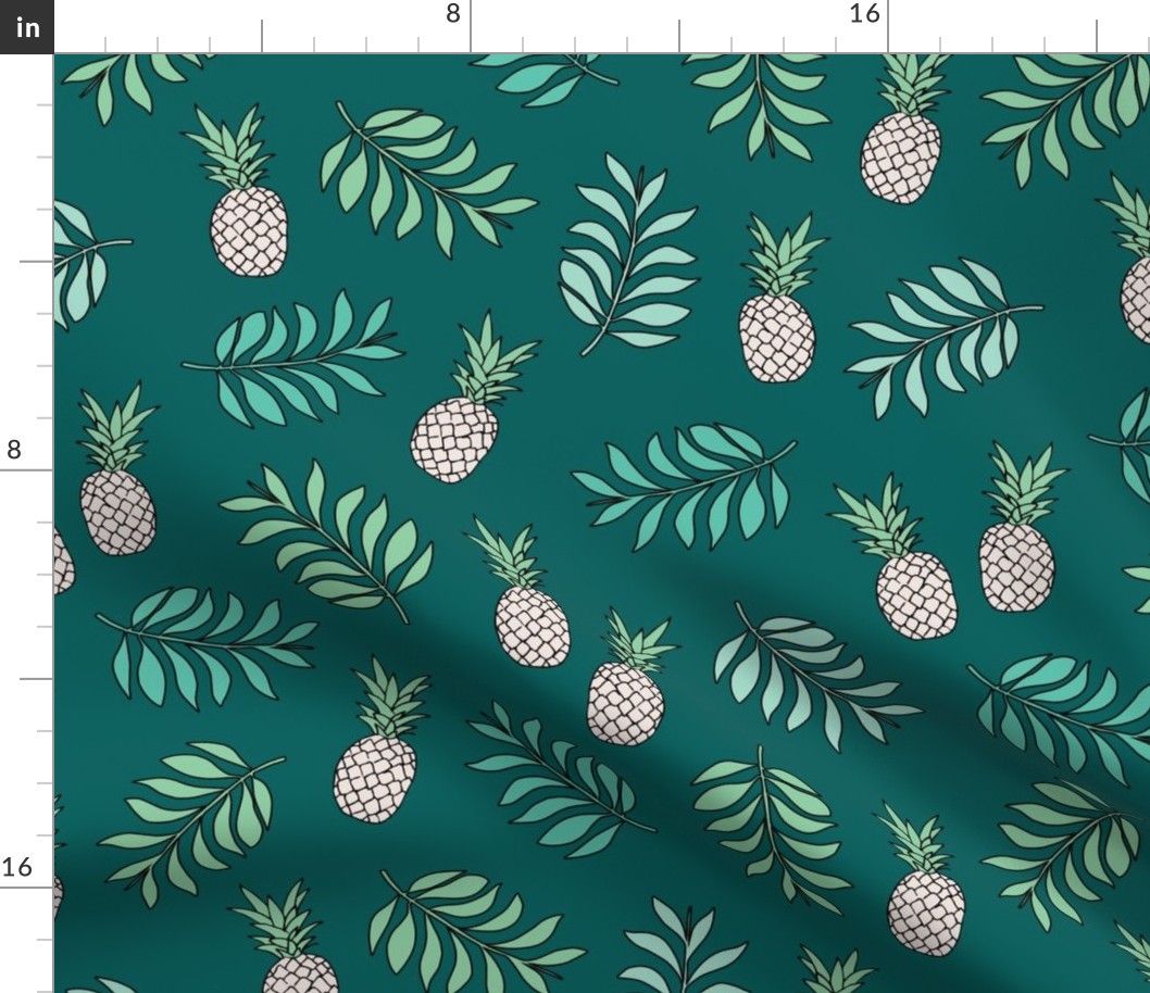 Pineapple paradise island vibes fruit and botanical leaves summer surf teal ocean green boys JUMBO