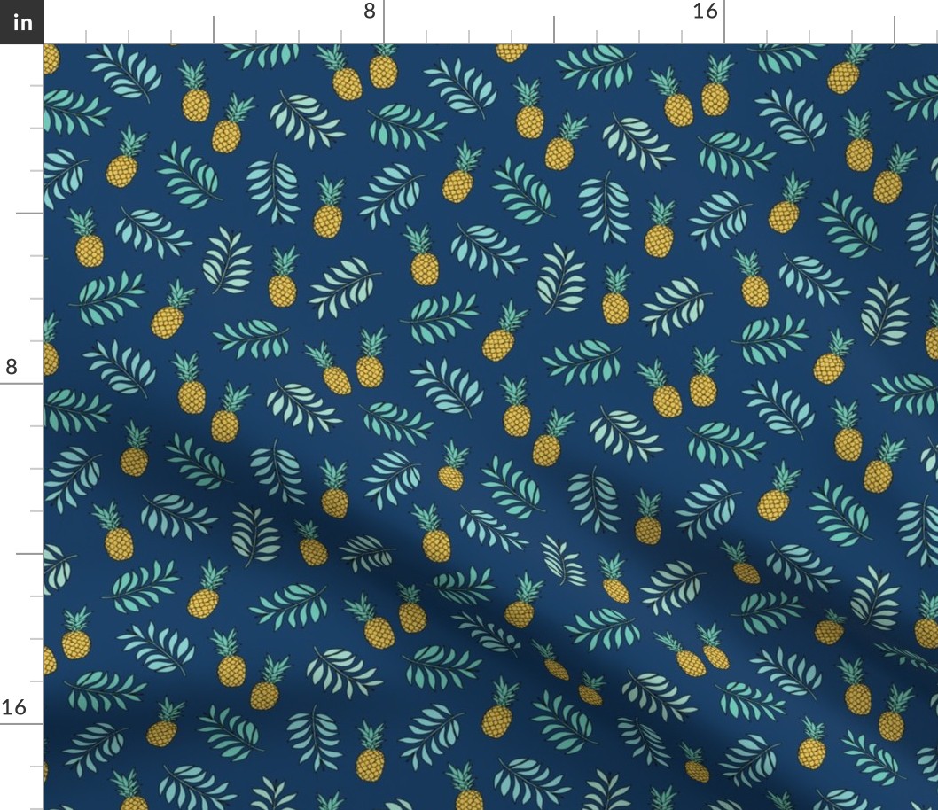 Pineapple paradise island vibes fruit and botanical leaves summer surf navy blue boys JUMBO