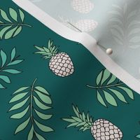 Pineapple paradise island vibes fruit and botanical leaves summer surf teal ocean green boys