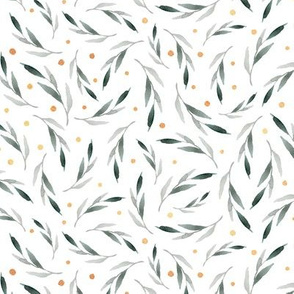 Festive Christmas Eucalyptus leaves with golden berries seamless pattern christmas wrap