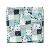 Cute moose and mountains wild park canada baby blanket green blue navy boys