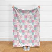 Cute flamingo rainbows and summer botanical leaves baby blanket pink peach blue girls